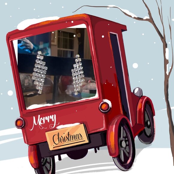 Kim Rogers Silver-Tone Rhinestone Cascade Earrings For Sensitive Ears - Picture 4 of 4